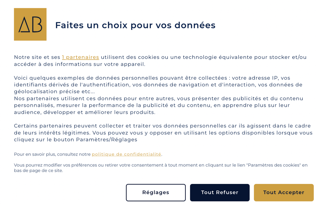 exemple bannière cookie conforme